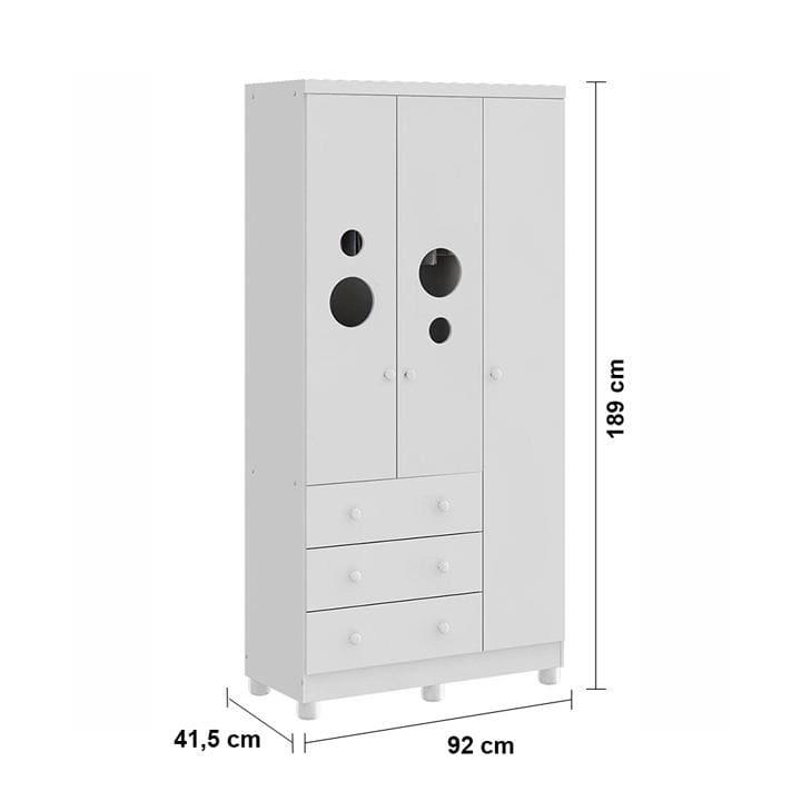 Guarda-Roupa Infantil Peroba Móveis Duda com 3 Portas, 3 Gavetas + Cômoda Duda Plus com 4 Gavetas - 7