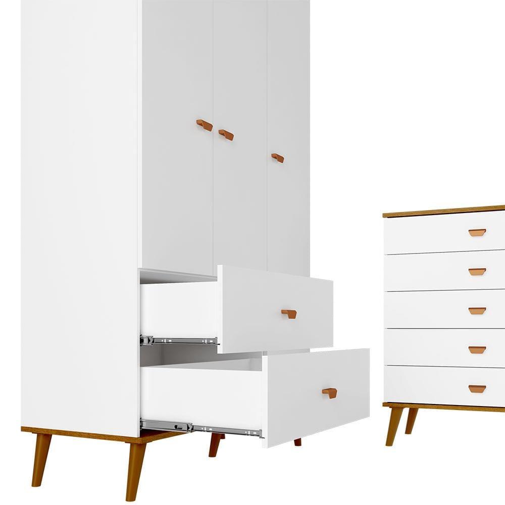 Guarda-Roupa Bartira Ternura com 3 Portas, 2 Gavetas + Cômoda Bartira Ternura com 5 Gavetas - 5