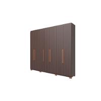 Guarda-Roupa Bartira Diplomata com 7 Portas e 6 Gavetas + Cômoda Diplomata com 5 Gavetas + Cabeceira para Cama Box Casal e Queen Diplomata