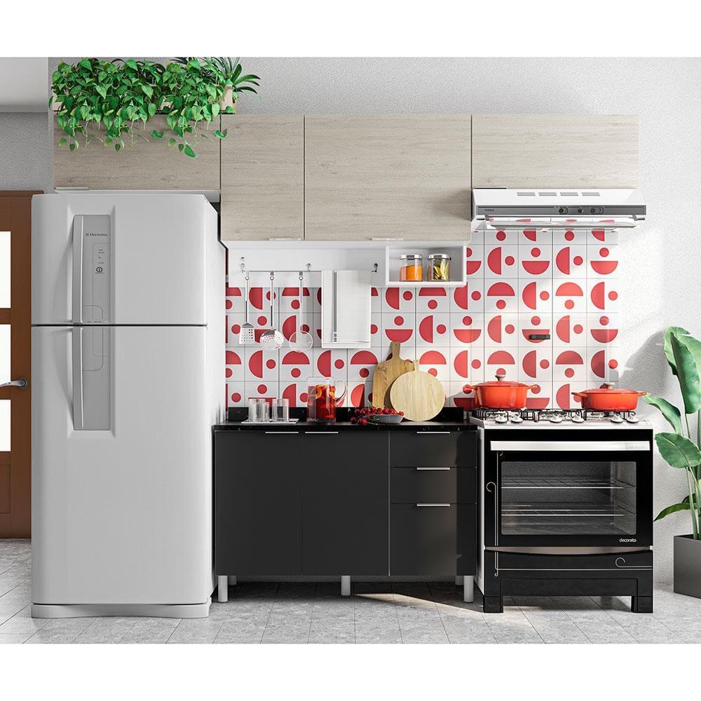 Cozinha Completa Bartira Rubi com 6 Portas, 3 Gavetas e 3 Prateleiras - 280cm de largura - 1