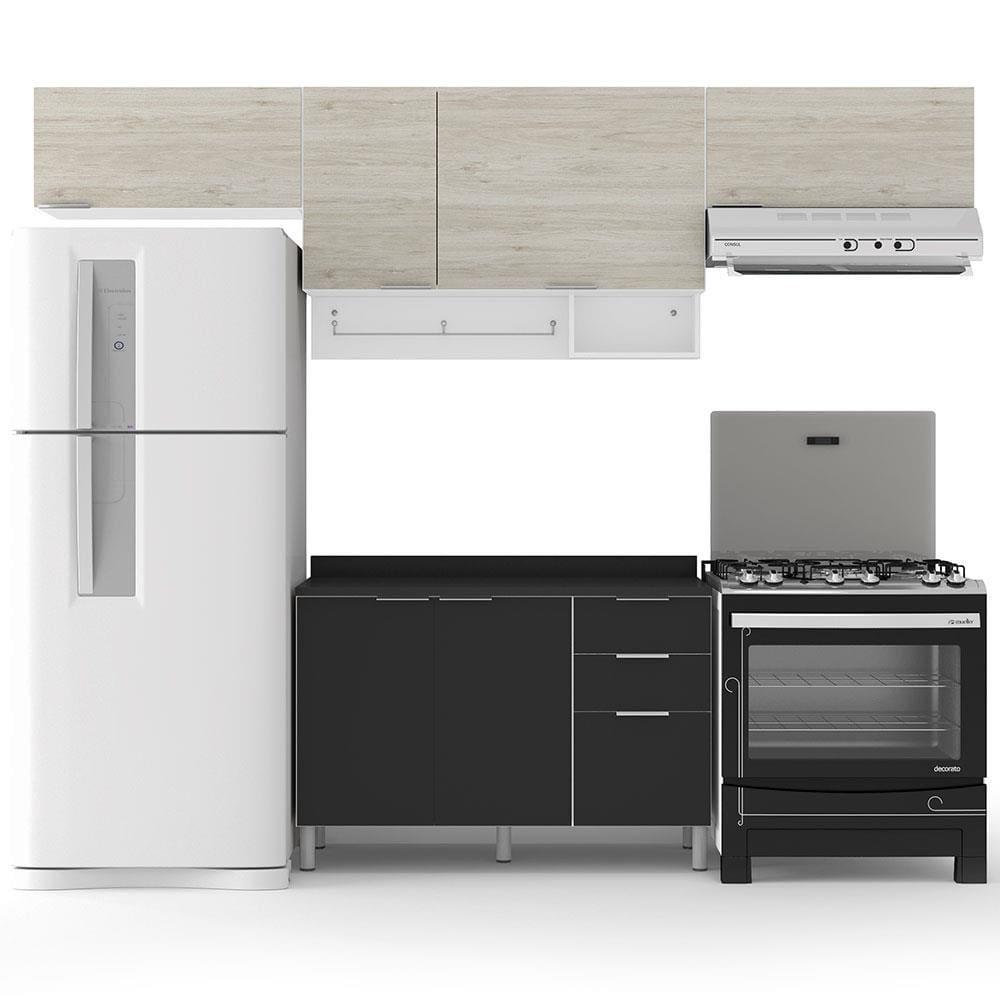 Cozinha Completa Bartira Rubi com 6 Portas, 3 Gavetas e 3 Prateleiras - 280cm de largura - 2