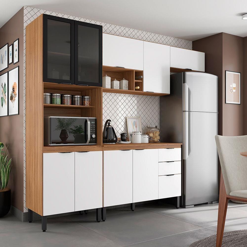 Cozinha Completa Demóbile Firenze com 10 Portas, 2 Gavetas e 7 Prateleiras - 259,5cm de largura - 1