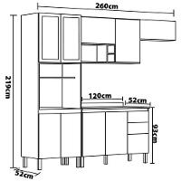 Cozinha Completa Demóbile Firenze com 10 Portas, 2 Gavetas e 7 Prateleiras - 259,5cm de largura - 7