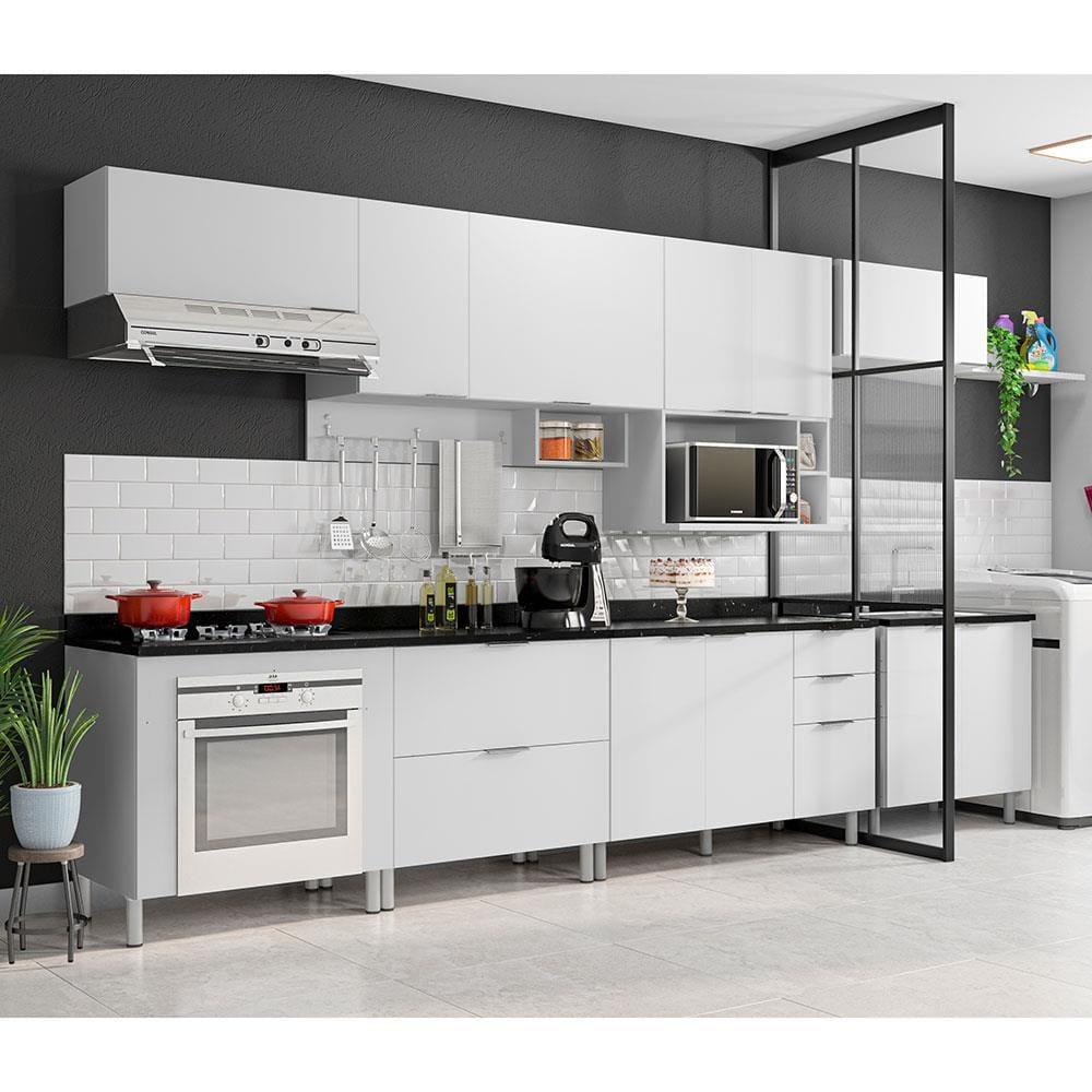 Cozinha Completa Bartira Rubi com 10 Portas, 5 Gavetas e 6 Prateleiras - 360cm de largura - 1