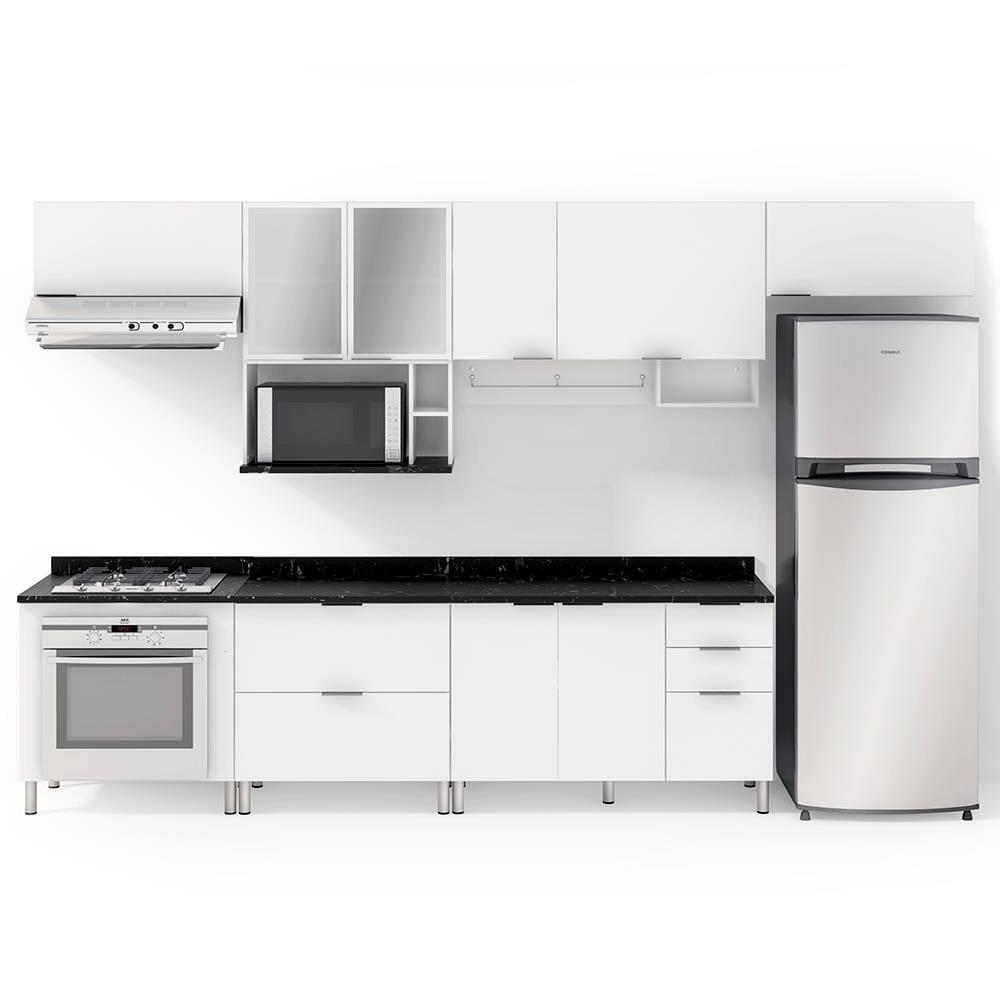 Cozinha Completa Bartira Rubi com 8 Portas, 5 Gavetas e 5 Prateleiras - 360,1cm de largura - 1