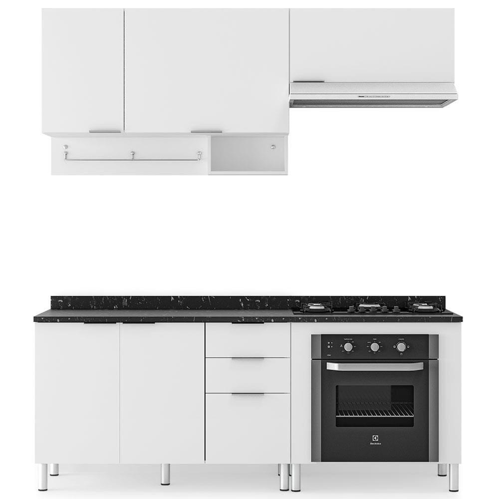 Cozinha Completa Bartira Rubi com 5 Portas, 3 Gavetas e 3 Prateleiras - 200cm de largura - 2