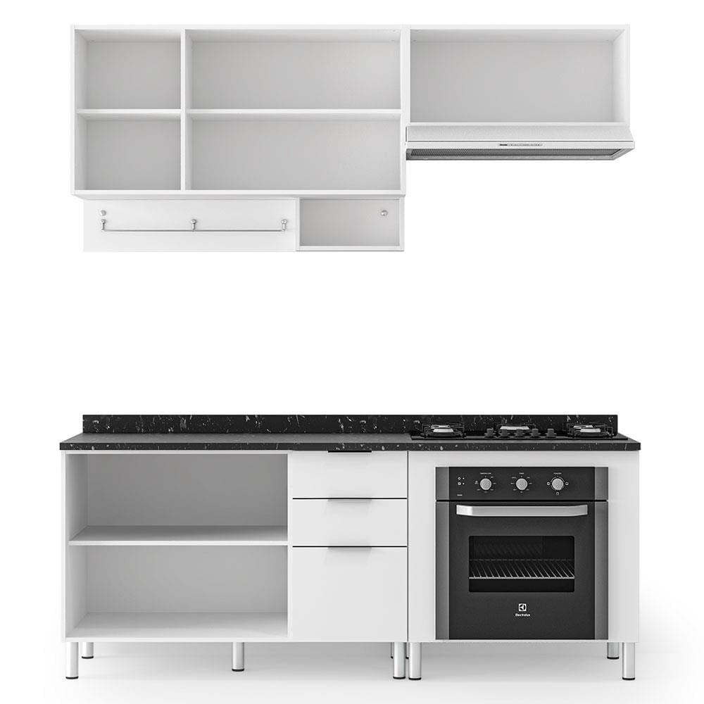 Cozinha Completa Bartira Rubi com 5 Portas, 3 Gavetas e 3 Prateleiras - 200cm de largura - 3