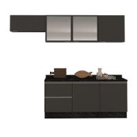 Cozinha Completa Bartira Linea 6 Portas, 3 Gavetas e 2 Portas de Vidro - 260cm de largura - 1