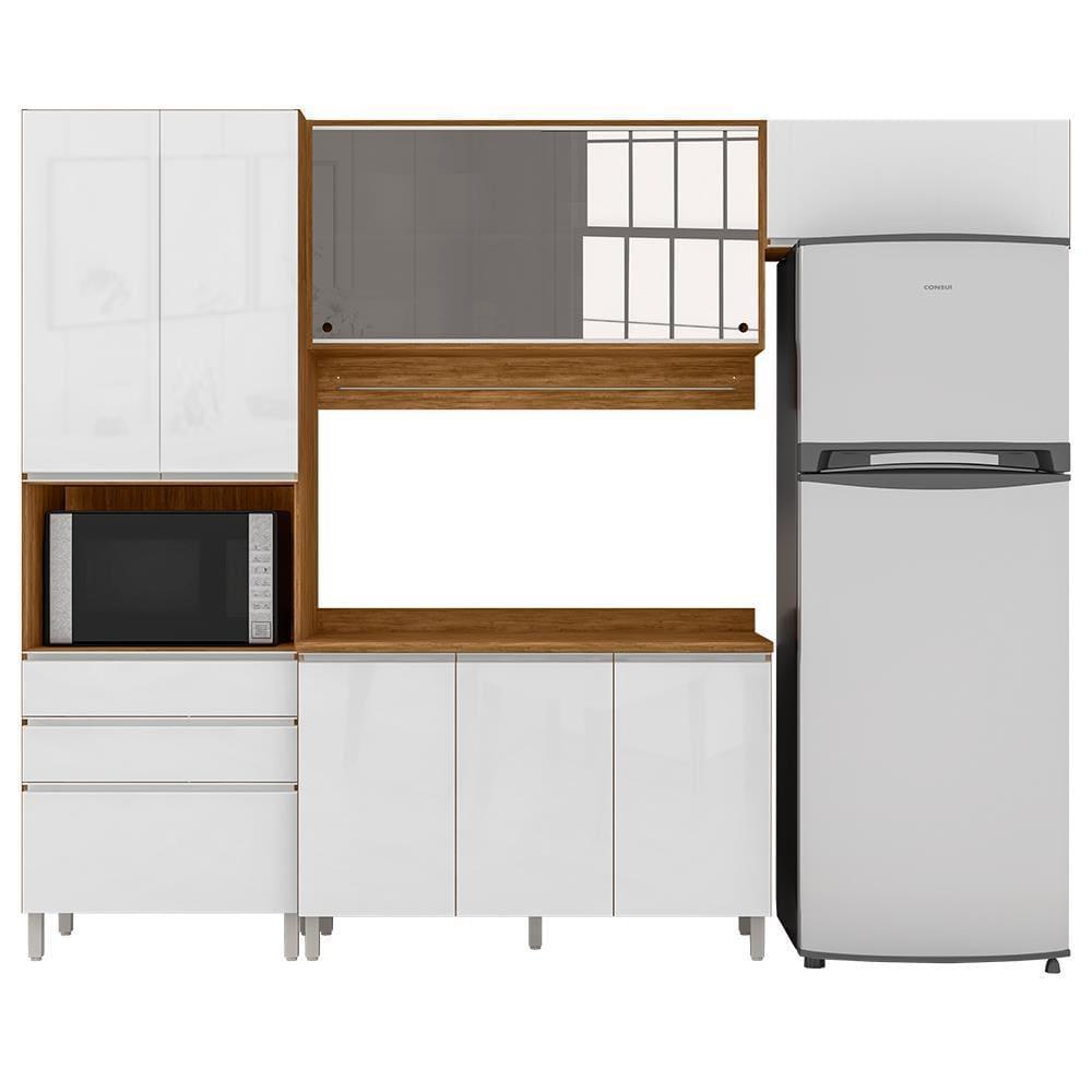 Cozinha Completa Bartira Amazonita com 8 Portas, 6 Prateleiras e 3 Gavetas - 271cm de largura - 2