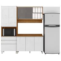 Cozinha Completa Bartira Amazonita com 8 Portas, 6 Prateleiras e 3 Gavetas - 271cm de largura - 2