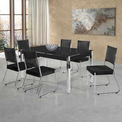 Mesa de Jantar Aço Nobre Claudia com Tampo Kanon e 6 Cadeiras