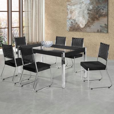 Mesa de Jantar Aço Nobre Claudia com Tampo Kanon e 6 Cadeiras