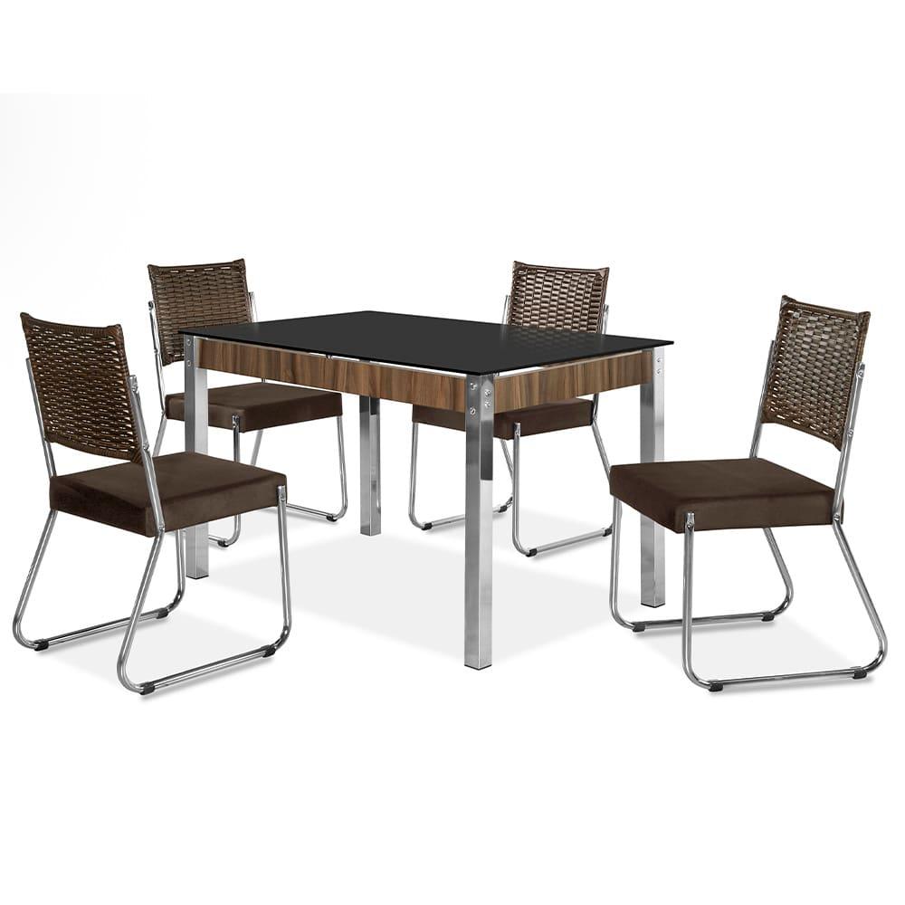 Mesa de Jantar Aço Nobre Cláudia com Tampo Kanon e 4 Cadeiras - 2