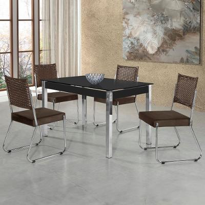 Mesa de Jantar Aço Nobre Cláudia com Tampo Kanon e 4 Cadeiras