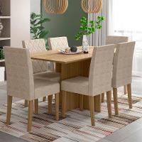 Mesa de Jantar Retangular Poliman Helo com 6 Cadeiras Revestidas em Suede - 160 cm de Largura - 1