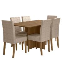 Mesa de Jantar Retangular Poliman Helo com 6 Cadeiras Revestidas em Suede - 160 cm de Largura - 2