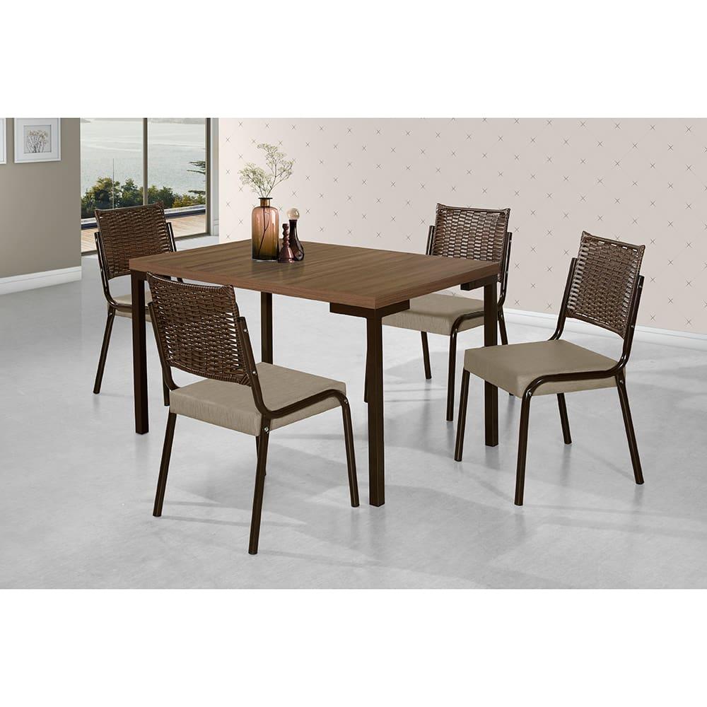 Mesa de Jantar Retangular Aço Nobre Kansas com 4 Cadeiras - 2