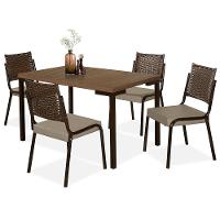 Mesa de Jantar Retangular Aço Nobre Kansas com 4 Cadeiras - 1