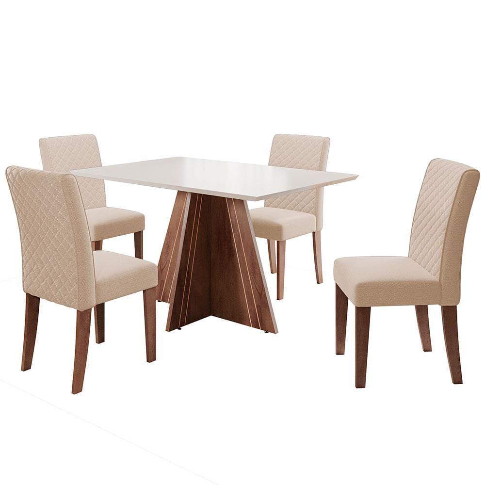 Mesa de Jantar Retangular Dobuê Dublin com 4 Cadeiras Revestidas em Tecido Veloplus - 2