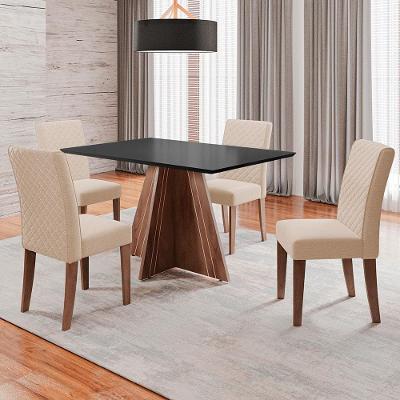Mesa de Jantar Retangular Dobuê Dublin com 4 Cadeiras Revestidas em Tecido Veloplus