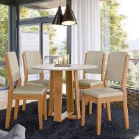 Mesa de Jantar Redonda New Ceval Copenhague com 4 Cadeiras Estofadas - 1