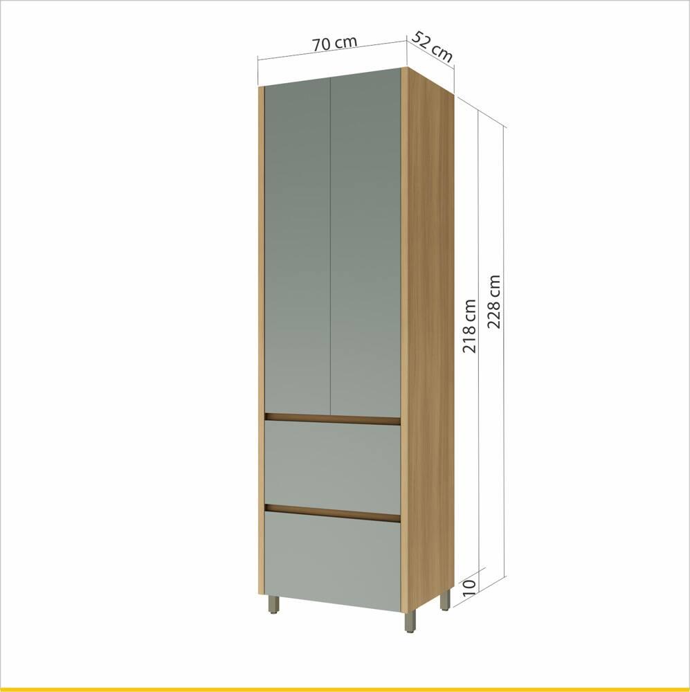 Paneleiro Nesher Rainha 70cm MDF 15mm com 2 Portas, 2 Gavetas e 3 Prateleiras - 4
