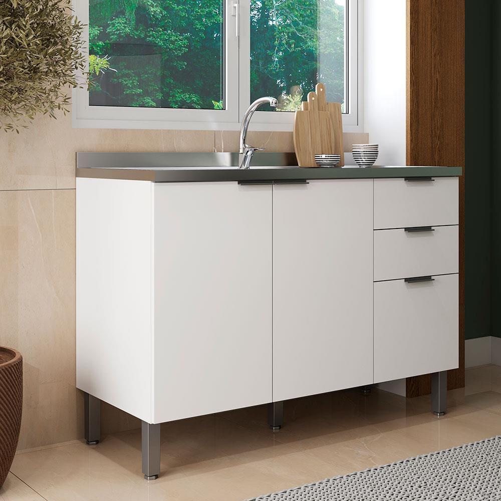 Balcão Bartira Universal com 2 Portas e 3 Gavetas - 120 cm de Largura - 1