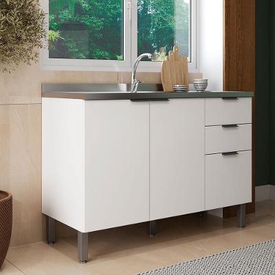 Balcão Bartira Universal com 2 Portas e 3 Gavetas - 120 cm de Largura