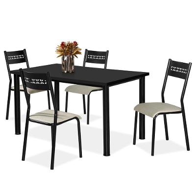 Mesa de Jantar Retangular Aço Nobre Júlia Plus com 4 Cadeiras