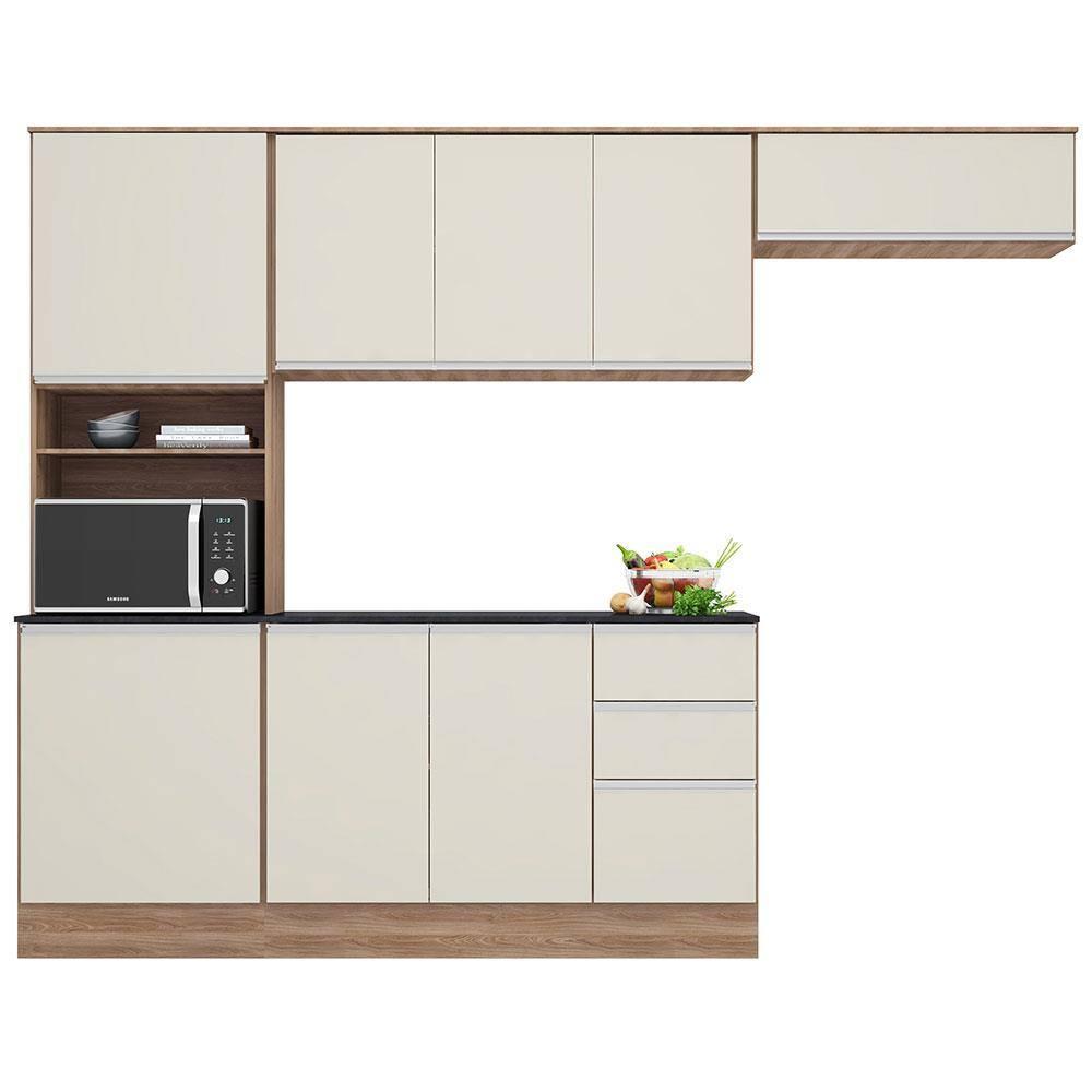 Cozinha Compacta Poliman Paris com 9 Portas, 2 Gavetas e 6 Prateleiras - 260cm de largura - 2