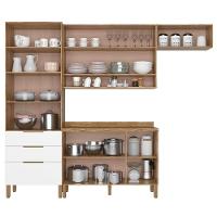 Cozinha Compacta Bartira Topázio UP com 8 Portas, 3 Gavetas e 5 Prateleiras - 262,5cm de largura - 3