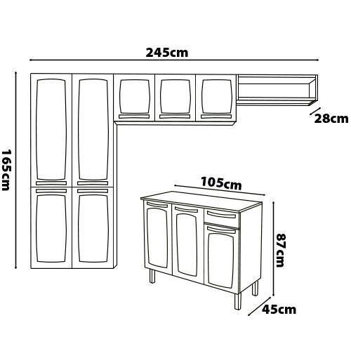 Cozinha Compacta Itatiaia Rose com 10 Portas, 1 Gaveta e 6 Prateleiras - 245cm de Largura - 8