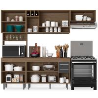 Cozinha Compacta Poliman Barcelona com Balcão, 11 Portas, 2 Gavetas, Nicho e Adega para 3 Garrafas - 258cm de largura - 3