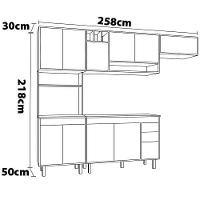 Cozinha Compacta Poliman Barcelona com Balcão, 11 Portas, 2 Gavetas, Nicho e Adega para 3 Garrafas - 258cm de largura - 5
