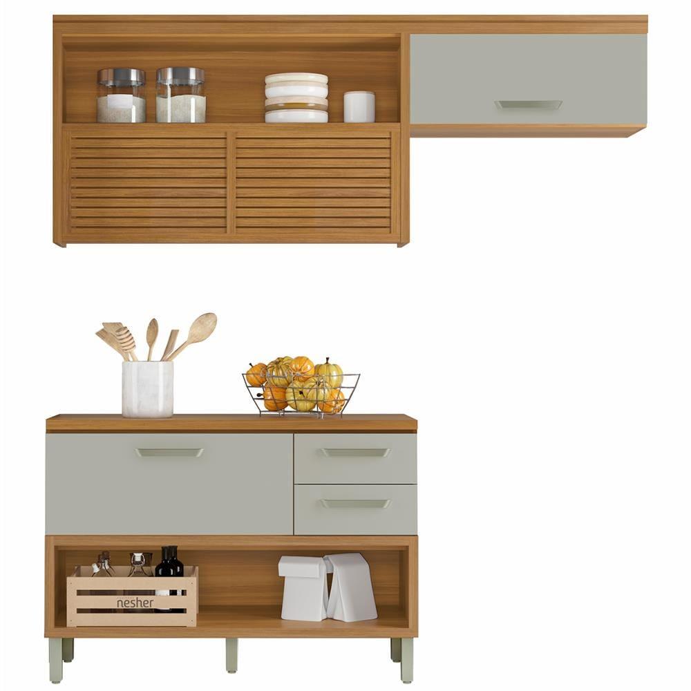Cozinha Compacta em MDF Nesher Princesa com 3 Portas, 6 Prateleiras e 2 Gavetas - 200cm de largura - 2