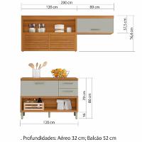 Cozinha Compacta em MDF Nesher Princesa com 3 Portas, 6 Prateleiras e 2 Gavetas - 200cm de largura - 9