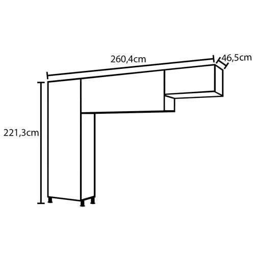 Cozinha Compacta Bartira Jaspe com 6 Portas, 3 Gavetas e 6 Prateleiras - 260,4cm de largura - 9