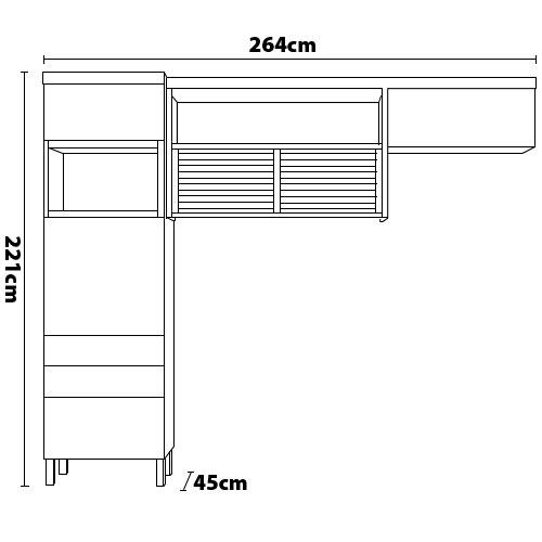 Cozinha Compacta Nesher Princesa com 4 Portas, 3 Gavetas e 9 Prateleiras - 264cm de largura - 7