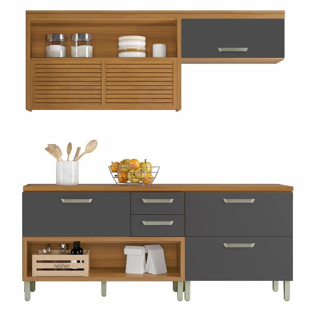 Cozinha Compacta Nesher Princesa com 4 Portas 3 Gavetas e 7 Prateleiras - 200cm de largura - 2