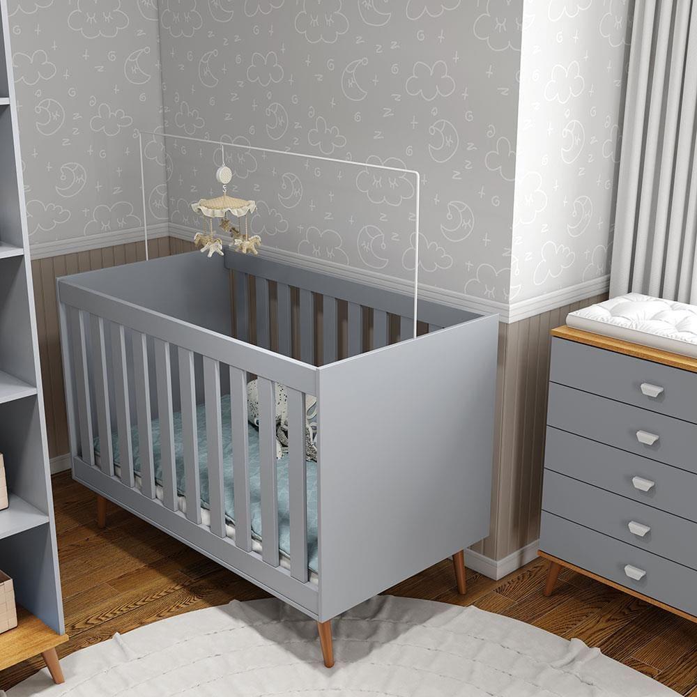 Guarda-Roupa Bartira Ternura com 5 Nichos, 2 Portas, 2 Gavetas + Cômoda Ternura com 5 Gavetas + Berço Móveis Estrela Ternura - 4