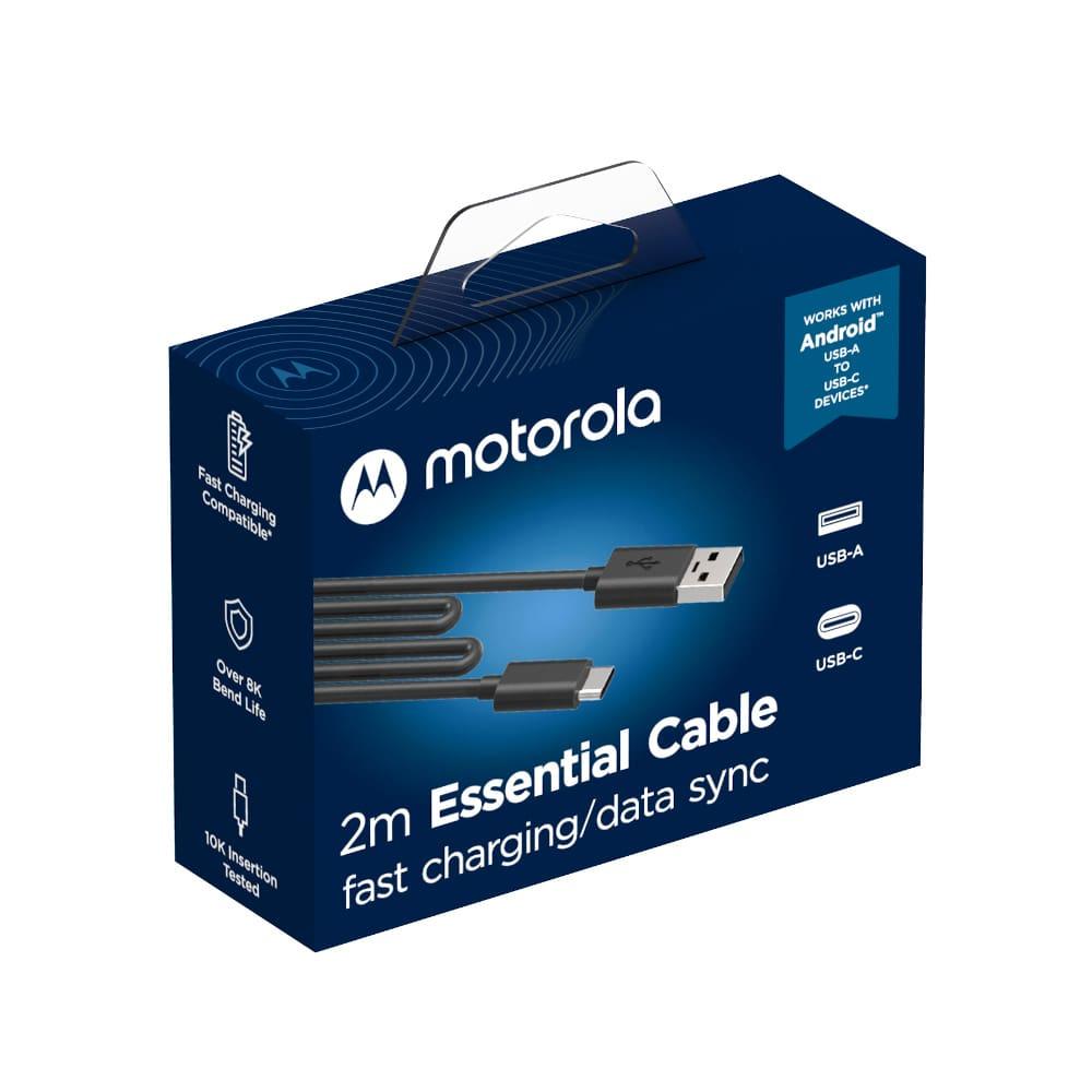 Cabo de Dados e Carga Motorola Original USB-A para USB-C com 2 Metros - Preto - 5