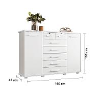 Cômoda Palumoveis Fontana com 7 Gavetas e 2 Portas – 160cm de Largura - 4