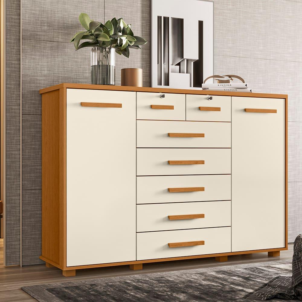 Cômoda Palumoveis Fontana com 7 Gavetas e 2 Portas – 160cm de Largura - 1