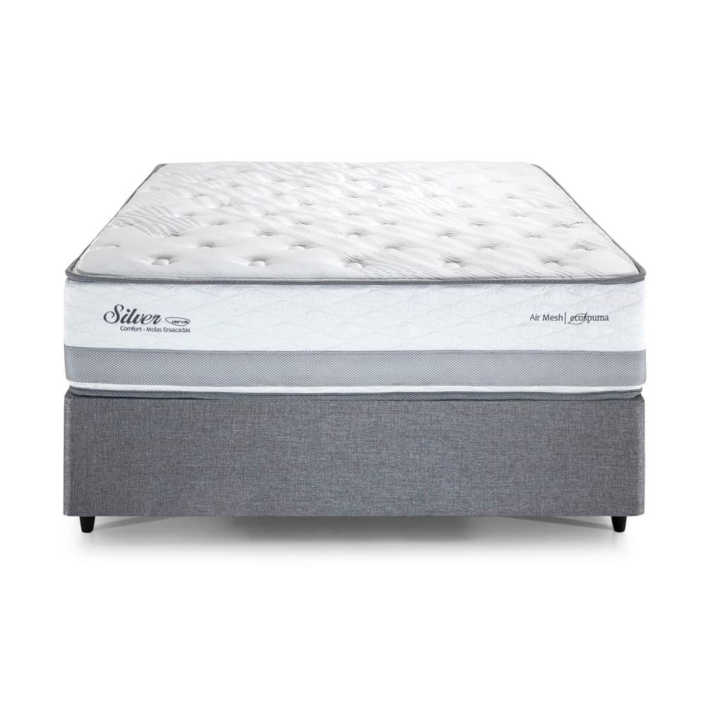 Cama Casal Herval Silver com Pillow Top e Molas Ensacadas 69x138x188cm - Cinza - 2