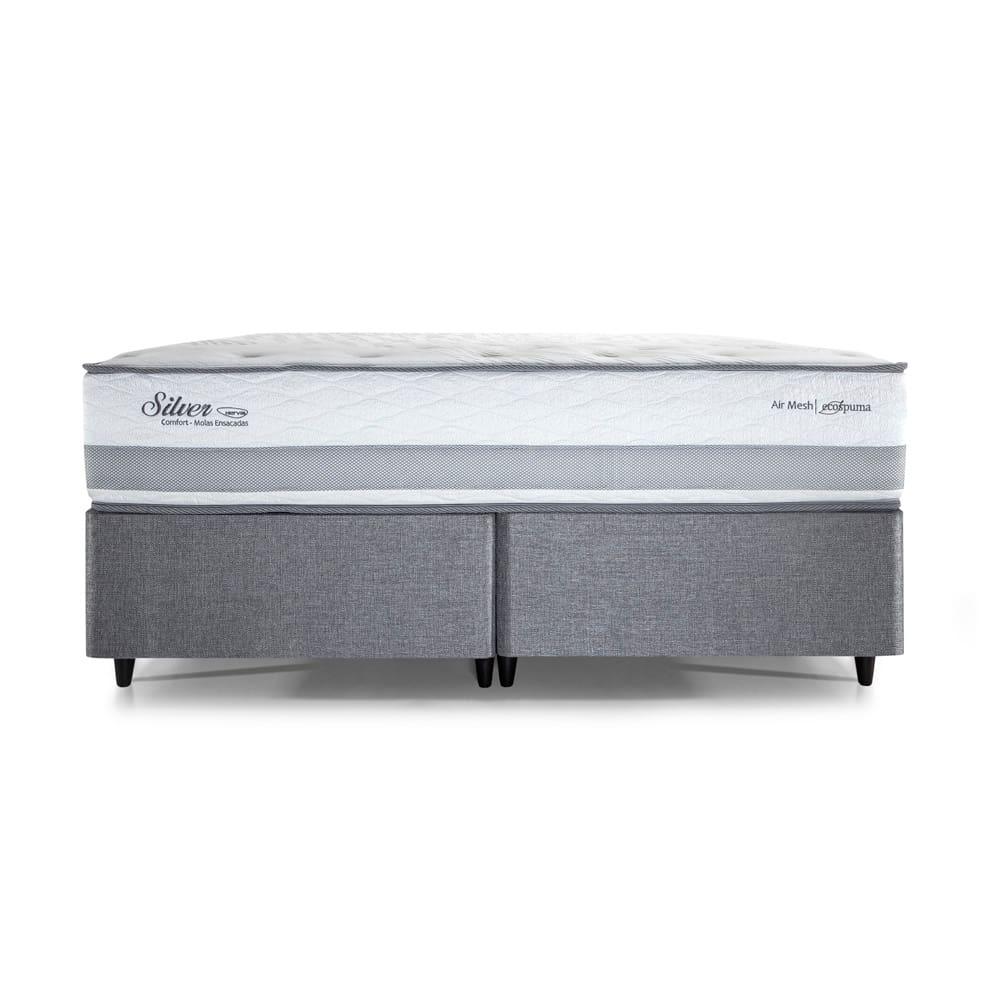Cama Queen Size Herval Silver com Pillow Top e Molas Ensacadas 69x158x198cm - Cinza - 1