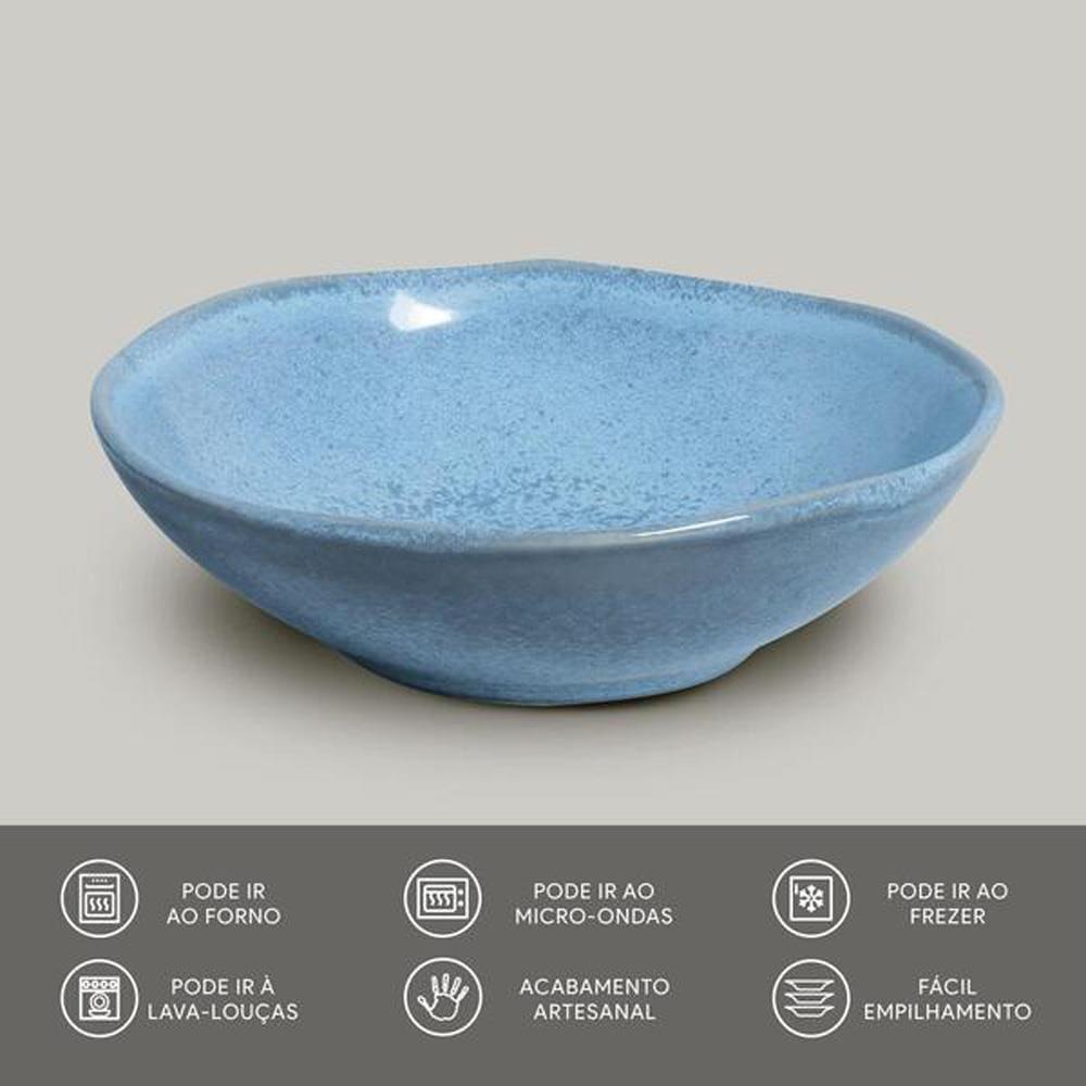 Conjunto de Cumbucas Porto Brasil Linhas Breeze Orgânico Azul 6 Peças - 520ml - 2