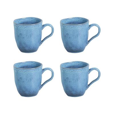 Conjunto de Canecas Porto Brasil Orgânico Breeze em Stoneware Azul 273ml - 4 Peças