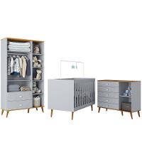 Guarda-Roupa Bartira Ternura com 5 Nichos, 2 Portas, 2 Gavetas + Cômoda Ternura com 5 Gavetas e 1 Porta + Berço Móveis Estrela Ternura - 3