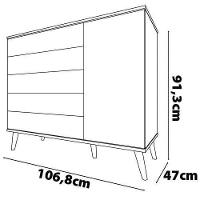 Guarda-Roupa Bartira Ternura com 5 Nichos, 2 Portas, 2 Gavetas + Cômoda Ternura com 5 Gavetas e 1 Porta + Berço Móveis Estrela Ternura - 8