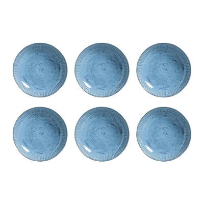Conjunto com 6 Pratos Fundos Porto Brasil Linhas Breeze em Stoneware 22,5cm – Azul